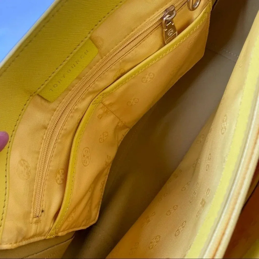 Tory Burch Sunny Yellow Saffiano Leather York Tote
